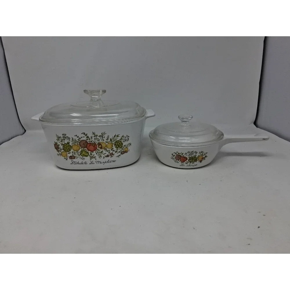 Vintage Corning Ware Spice of Life 3qt A-3-B Casserole & La Sauge Saucepan Set A